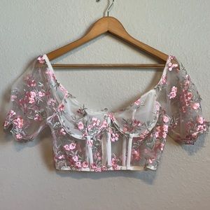 COPY - NWOT Embroidered floral bustier top